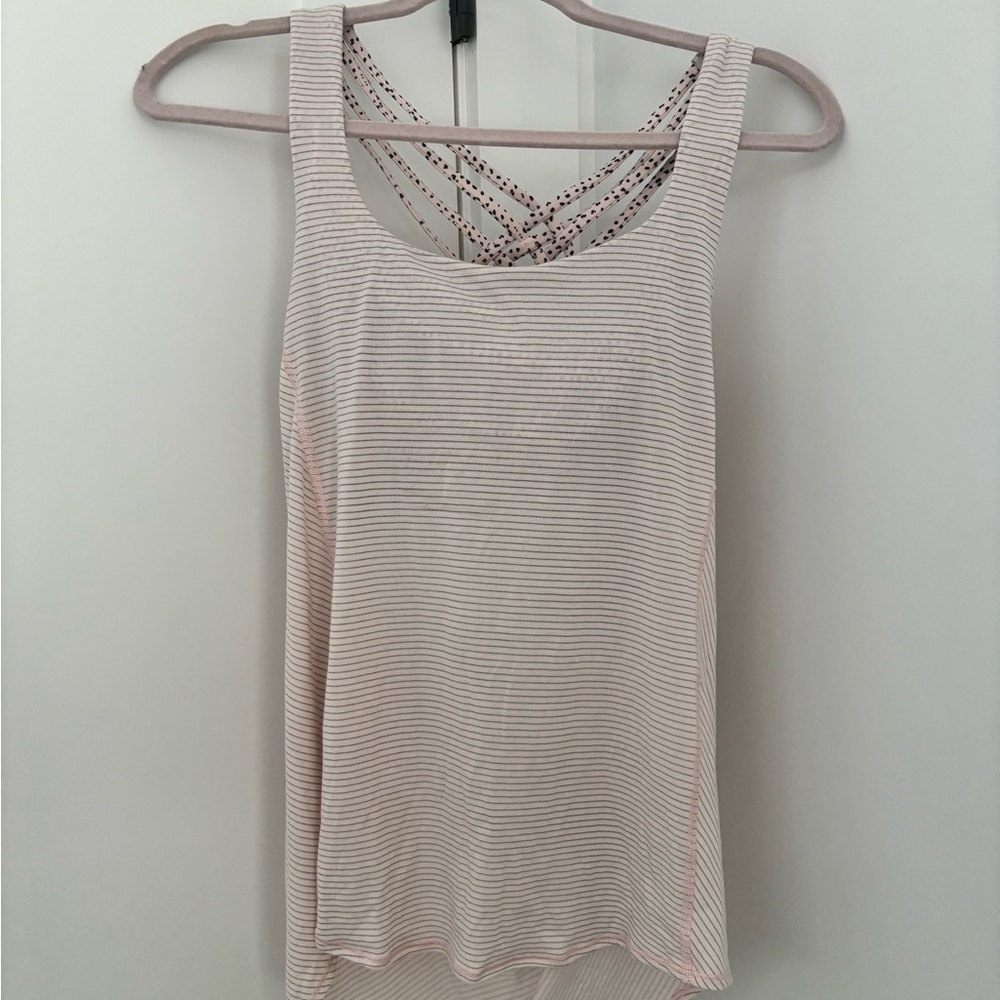 Lululemon White and Pink Women's Tank Top